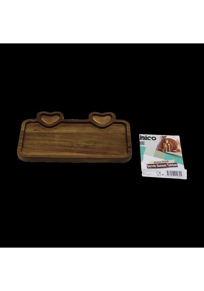 Hubrendy Tedarik Akasya Ahşap Servis Tepsisi 25x14 Cm Kulplu, Kalp Bölmeli 1456034