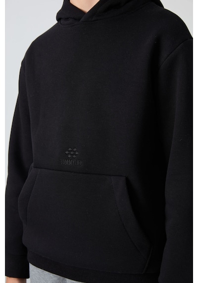Tommylife Tommy Life Siyah Pamuklu Kalın İçi Tüylü Yumuşak Dokulu Standart Fit Baskılı Erkek Çocuk Sweatshirt - 11215 Siyah
