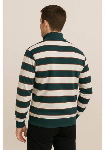 We&me Regular Fit Yarım Fermuarlı Dik Yaka Bloklu Basic Sweatshirt Çok Renkli