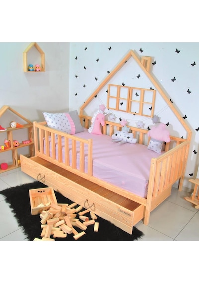 Markaawm Markaawm Montessori Çocuk Yatak Çekmeceli 90X190 Karyola Yağmur Akçaağaç