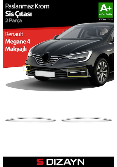 S-dizayn Renault Megane 4 Makyajlı Krom Sis Çıtası 2 Prç 2020 Üzeri A+ Kalite