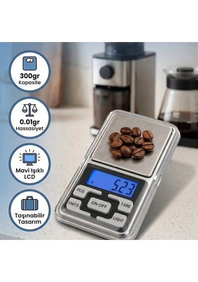 300 Gr Hassas Dijital Cep Terazisi Mavi Lcd Ekranlı Sayma Modlu Renkli