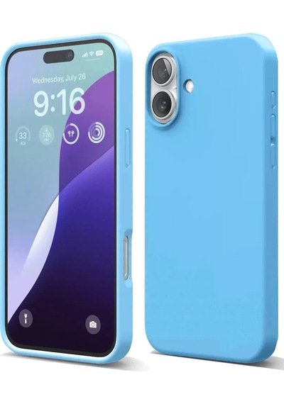 Newface Apple İphone 16 Plus Kılıf Nano İçi Kadife Silikon - Mavi