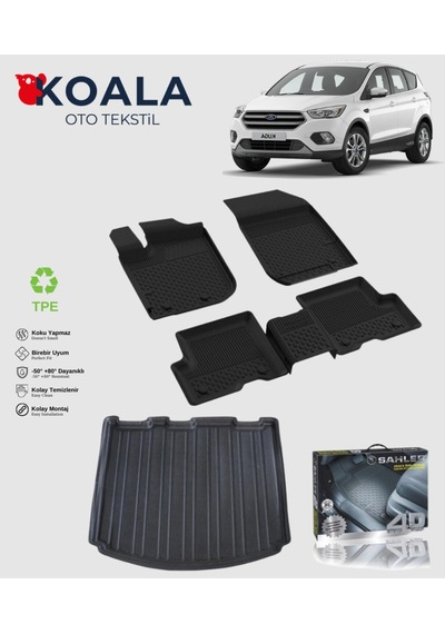Ford Kuga 2013-2019 Uyumlu Sahler Paspas + Bagaj Havuz Seti