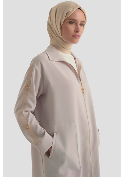 Armine Trend Kolları Şerit Detaylı Boydan Fermuarlı Allerli Giy Çık Taş 26yt516 Taş