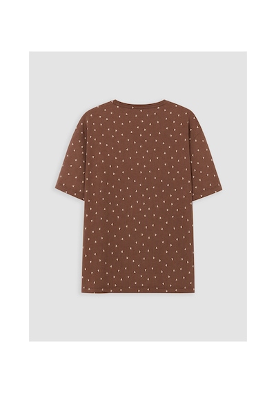 Lcw Dream Kahverengi Bisiklet Yaka Desenli Kadın Pijama