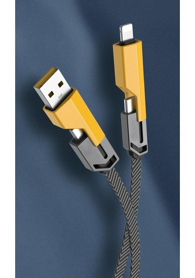 4in1 Type-c Lightning Usb Şarj Kablosu 1.5 Mt 100w/5a Data Aktarım Kablosu Işıklı Hasır Şarj Kablo
