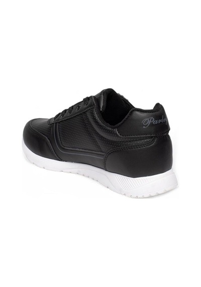 Parley 256-26 Deri Anatomik Bağcıklı Kadın Sneaker Siyah Beyaz Siyah