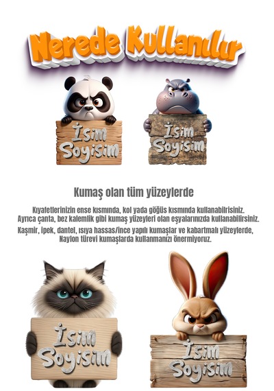 Kıyafet Etiketi - Okul Kıyafet Kumaş Etiketi Kreş Anaokulu İlkokul Kıyafet Kumaş Etiketi Set12 Karışık