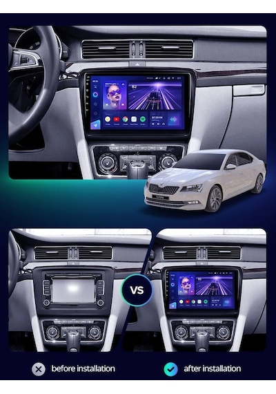 Skoda Super B 2009-2015 4gb Ram 32gb Hafıza 4 Çekirdek Carplay Kamera Android Multimedya 9"