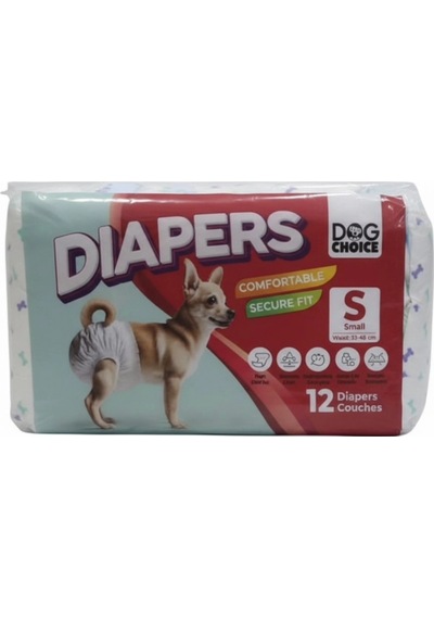 Dog Choice Diapers Köpek Bağlama Bezi S Boy 12 Li Paket Erkek Köpek İçin Hijyen Bezi
