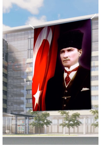 Atatürk Portre 400X600CM Raşel Kumaş Dijital Baskı Bayrak