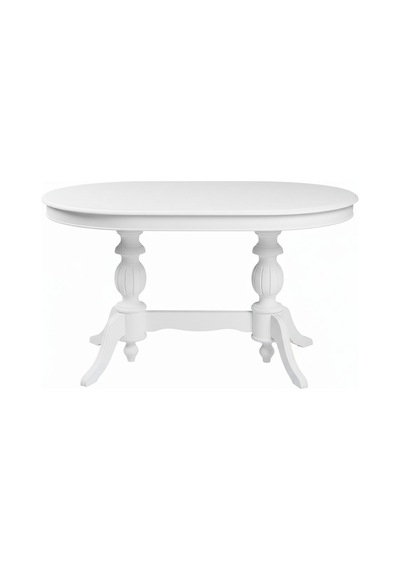 Montclair Çift Baba Ayaklı Masif Ahşap Oval Yemek Masası 90x140 Beyaz