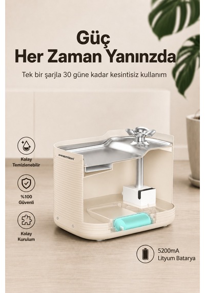 Pwf 2150 Akıllı Otomatik Sensörlü Kedi Köpek Paslanmaz Çelik Su Çeşmesi 2,5l - Petmate Flowsense - Krem