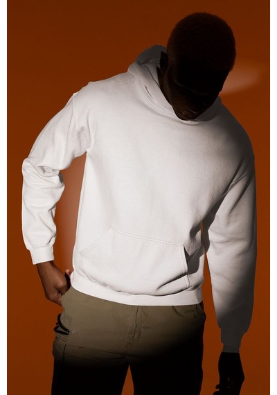 Sevbano Baskısız Unisex Oversize Basic Hoodie Beyaz