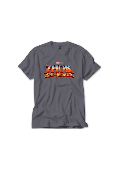 Thor Love And Thunder Logo Gri Tişört-Gri