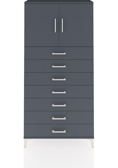 Arges Dolap 2 Raflı 7 Çekmeceli 2 Kapaklı 88x30x182 Antrasit-... Antrasit
