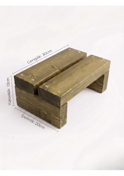 Nest Woodtr Doğal Ahşap Tek Katlı Basamak Tabure Yükseltici 30x25x15cm 1adet Yeşil