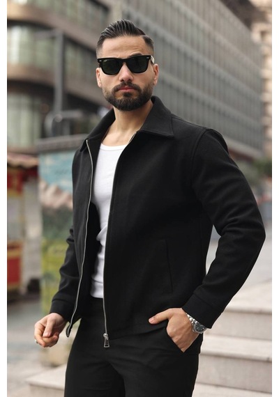 Baselco Erkek Modern Fit Kaşe Ceket - Minimal.maskülen.iddialı Siyah Kaşe