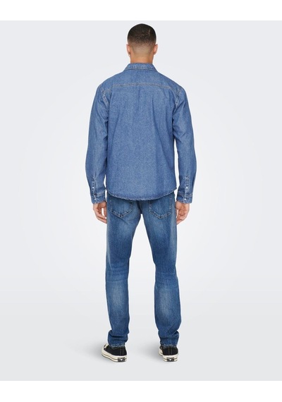 Only & Sons Erkek Göğüs Cepli Denim Gömlek - 22023247 001