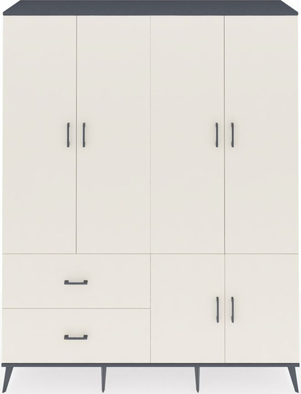 Hyperion Gardrop 5 Raflı 2 Çekmeceli 2 Askılı 176x44x221 Antrasit-aytaşı Aytaşı