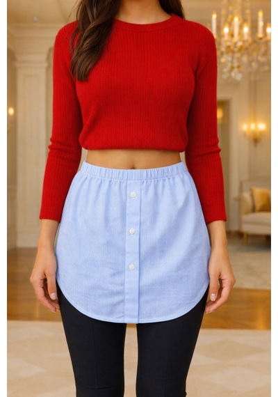 Elmoda Kadın Dikey Çizgi Dokumali Pamuk Vual Kumaş Gömlek Görünümlü Kurtarıcı Etek Mavi Mavi Elmoda Kadın Dikey Çizgi Dokumali Pamuk Vual Kumaş Gömlek Görünümlü Kurtarıcı Etek Mavi Mavi