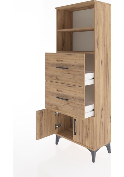 Arges Dolap 2 Raflı 2 Çekmeceli 2 Kapaklı 60x30x163 Çam-çam Çam