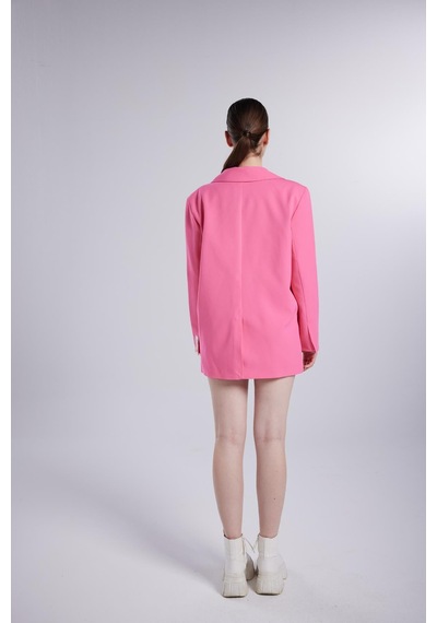 Holly Lolly Vatklı Cepli Panky Blazer Ceket Pembe