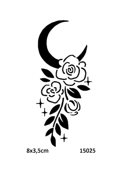 Airbrush Tattoo Ay Ve Çiçek Yapışkanlı Stencil Süsleme Ve Boyama Kalıbı