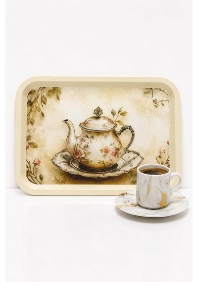 Tr English Tea 20x30 Cm Dekoratif Servis Tepsisi Vintage Sunum Çay Ve Kahve Tepsisi Hediyelik Diğer