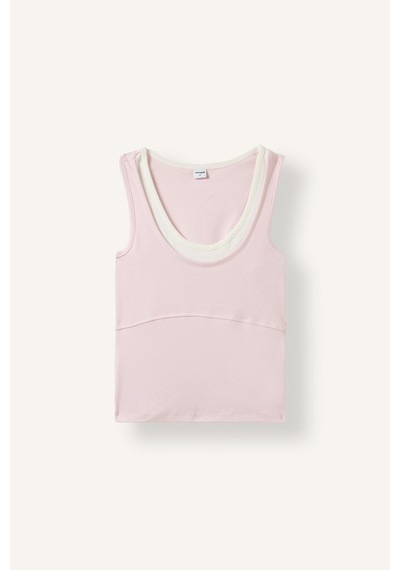 Defacto Çift Katman Görünümlü Slim Fit Ribana Crop Basic Atlet I7464ax26hspn688 Pembe-pn688