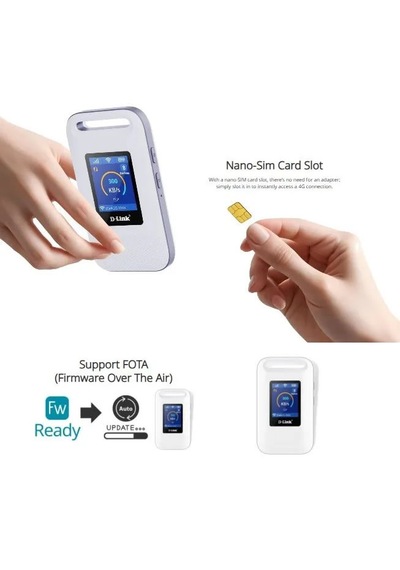 D-link Dwr-932m Cat4 Lte 4g/hspa Wi-fi N300, 3000mah Bataryalı Ve Renkli Lcd Ekranlı Taşınabilir Mobil Router
