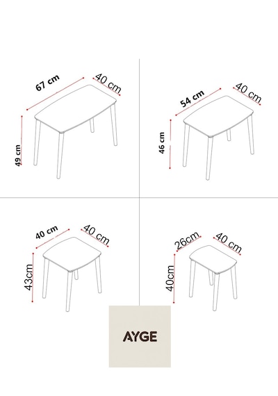 İstanbul 4'lü Zigon Sehpa %100 Mdf Ahşap Ceviz