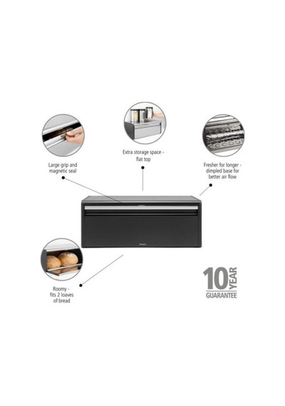 Brabantia Matt Black Köşeli Ekmek Kutusu Siyah