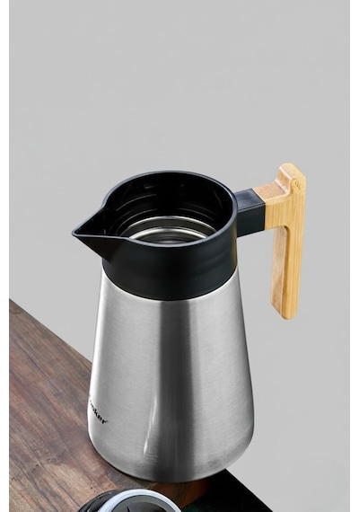 Cooker 1,5 Litre Çelik Termos Bambu Saplı Metalik