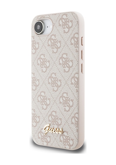 Apple iPhone 16e Uyumlu Kılıf Guess Lisanslı 4g Desenli Script Metal Logolu Kapak Pembe
