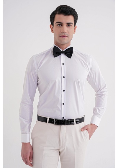 Gk 322 Slim Fit Beyaz Klasik Gömlek Beyaz
