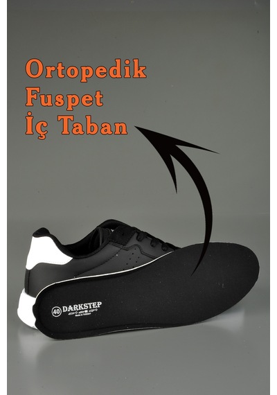 Siyah Kadın Spor Ayakkabı Sneaker Ortopedik Faylon Taban Siyah