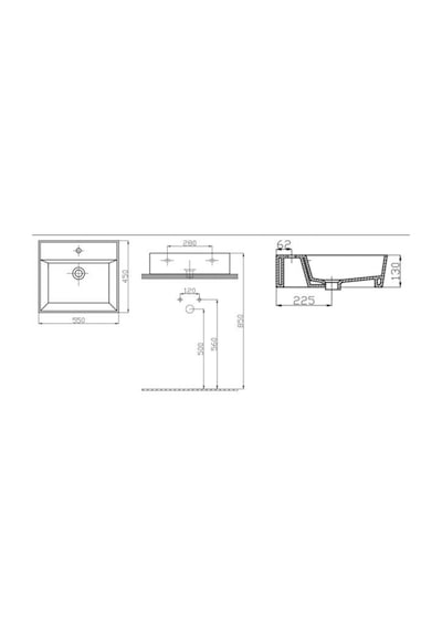 Alvit Architect 45 x 55 CM Tezgah Üstü Lavabo Parlak Siyah