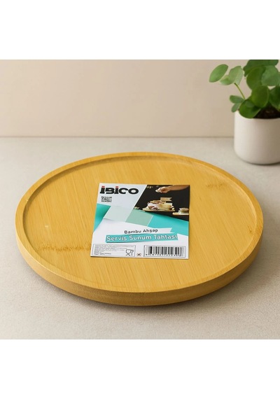 Hubrendy Tedarik Bambu Yuvarlak Sunum Tepsisi 24.5 Cm Ayaklı Diğer