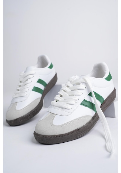 Muggo Gordon Unisex Ortopedik Günlük Garantili Bağcıklı Yürüyüş Koşu Sneaker Spor Ayakkabı Yeşil