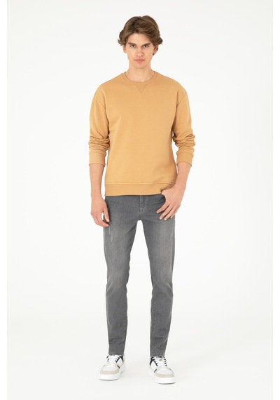 U.S. Polo Assn. Erkek Bisiklet Yaka Camel Basic Şardonlu Sweatshirt 50295148-VR015