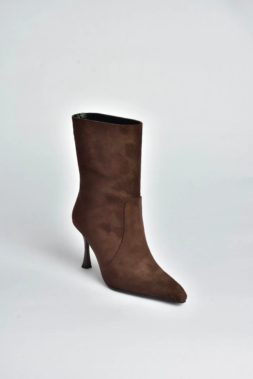 Fox Shoes V752550202 Kahverengi Süet İnce Topuklu Kadın Bot Kahverengi-süet