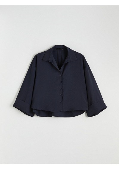 Lcw Vision Lacivert Oversize Kadın Gömlek