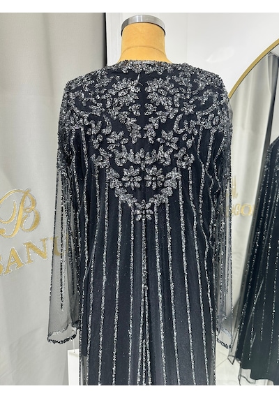 Modabanuda Wilma 2'li Takım Taşlı Abaya Siyah
