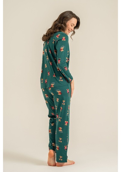 Rolypoly Anne Kız Winter Bear Yeşil Gömlek Pijama Takımı Rp3919-a-v1 Rp3919-a-v1