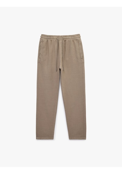 Koton Regular Fit Pamuklu Cepli Beli Bağcıklı Pantolon Vizon 6sam40009ıw
