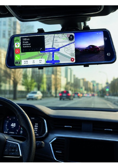 Akıllı Saat Aksesuarları Araç İçi Multimedya Ekranı Çift Kameralı Ayna Carplay