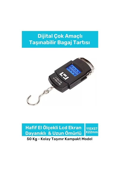 Seyahat Bavul Ağırlık Tartı Dijital Çok Amaçlı Taşınabilir Bagaj Tartısı Max 50 Kg