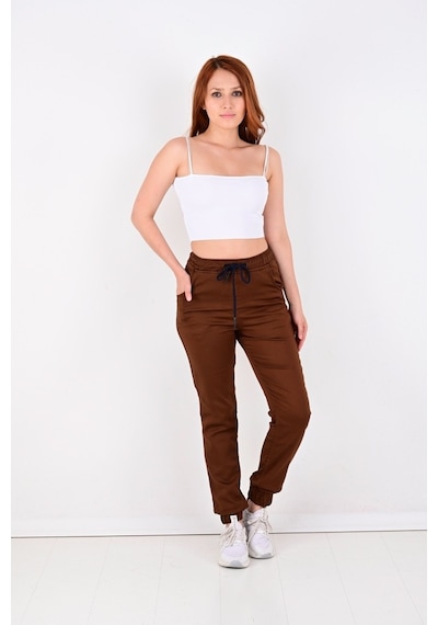 Quıts Kıds Kadın Bel Ve Paça Lastikli Pantolon-1000 Byn-1000-2 Camel